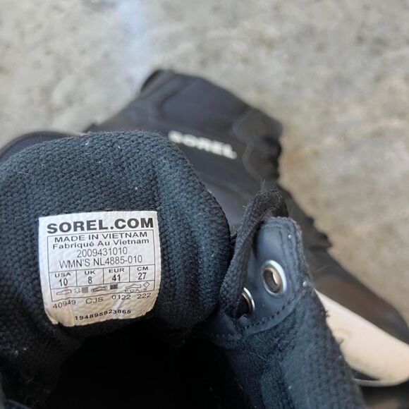 Sorel Explorer II High Top Lace-up Sneaker Boots Black White Women's 10 - Picture 5 of 8